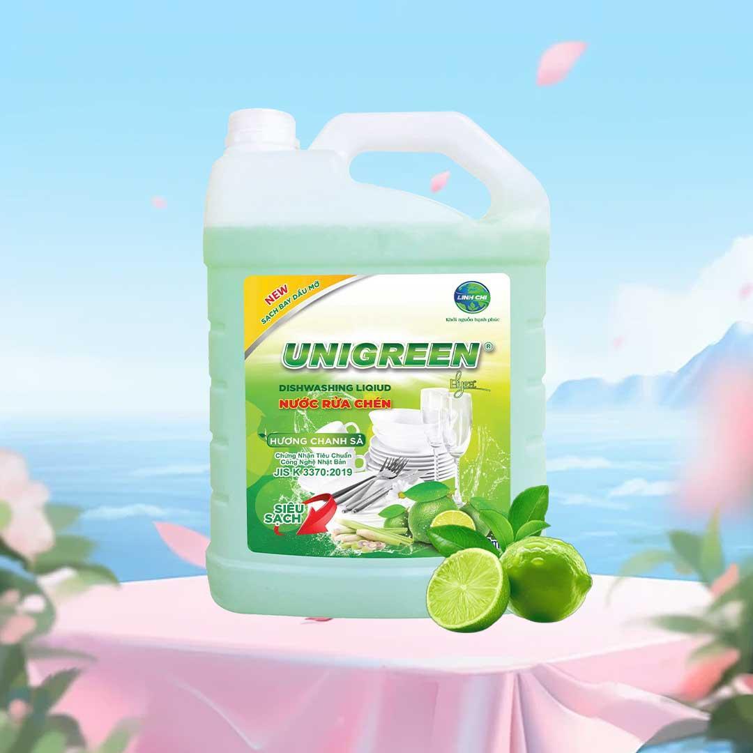 Nước rửa chén Uni Green 3600ml - Hương Chanh xả