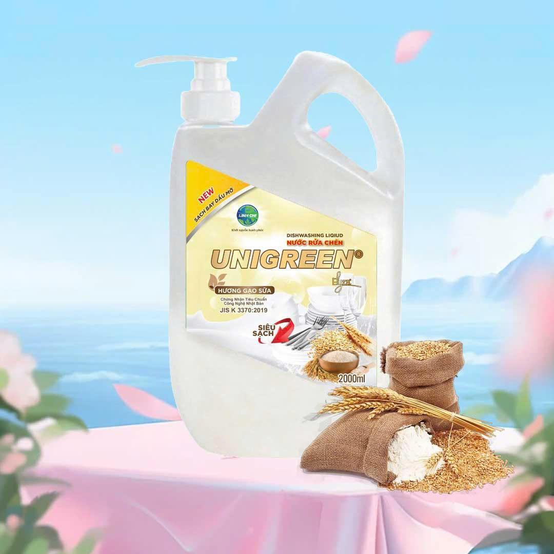 Nước rửa chén Uni Green 2000ml - Hương Sữa gạo