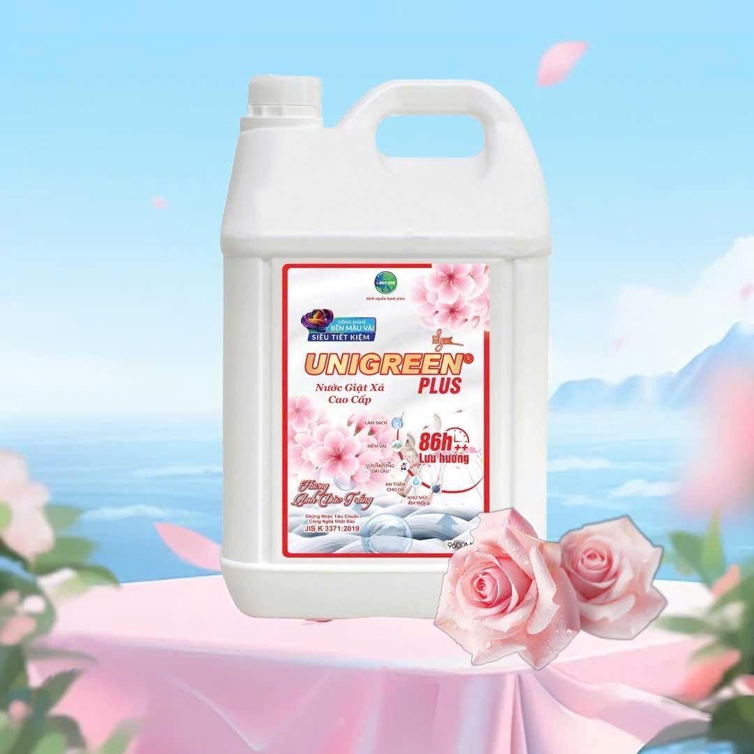 Nước giặt xả UniGreen PLUS - Hương Anh Đào Trắng (9,6 kg)
